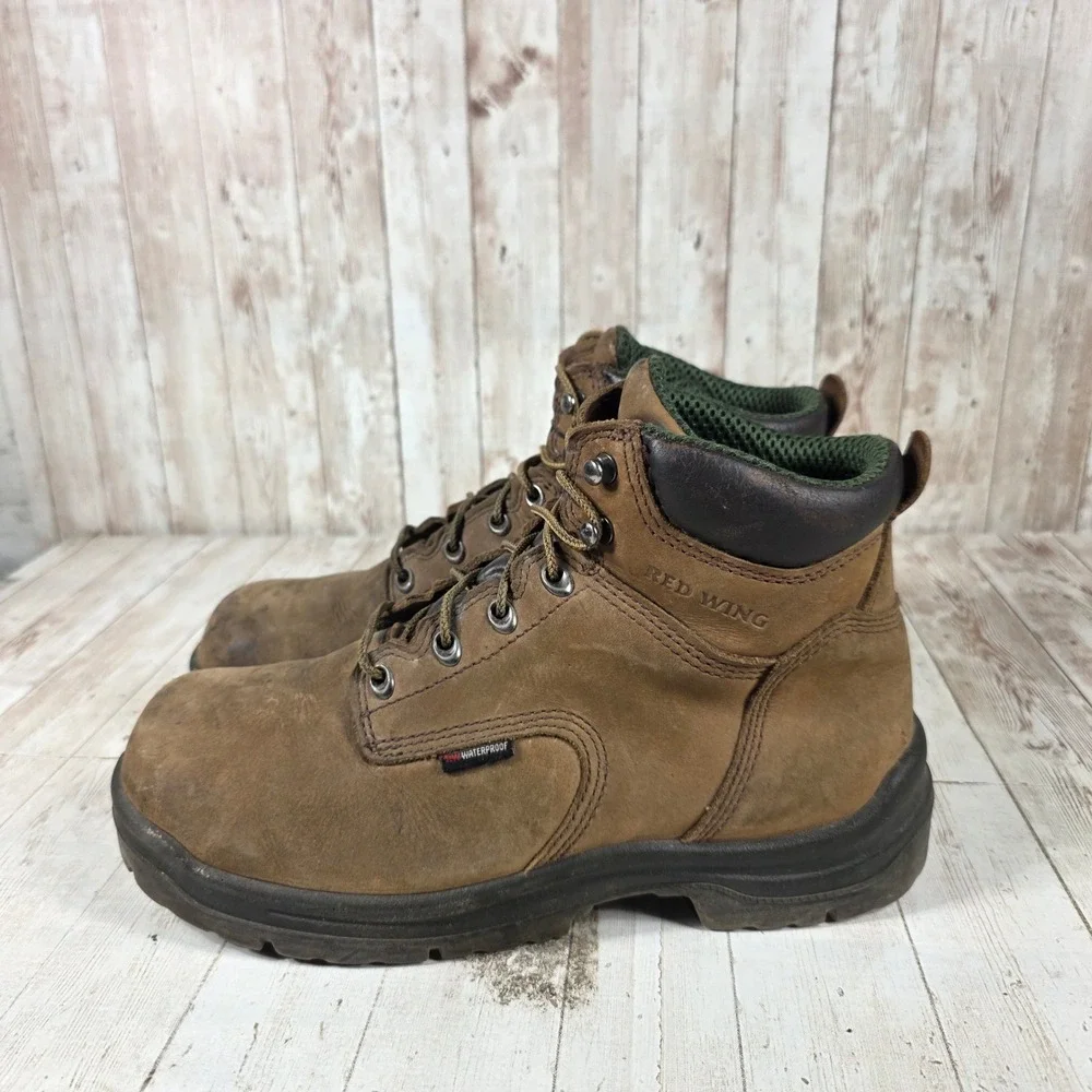 Red Wing 435 King Toe 6-Inch Waterproof Brown Leather Work Boots Mens 9 D EH‎